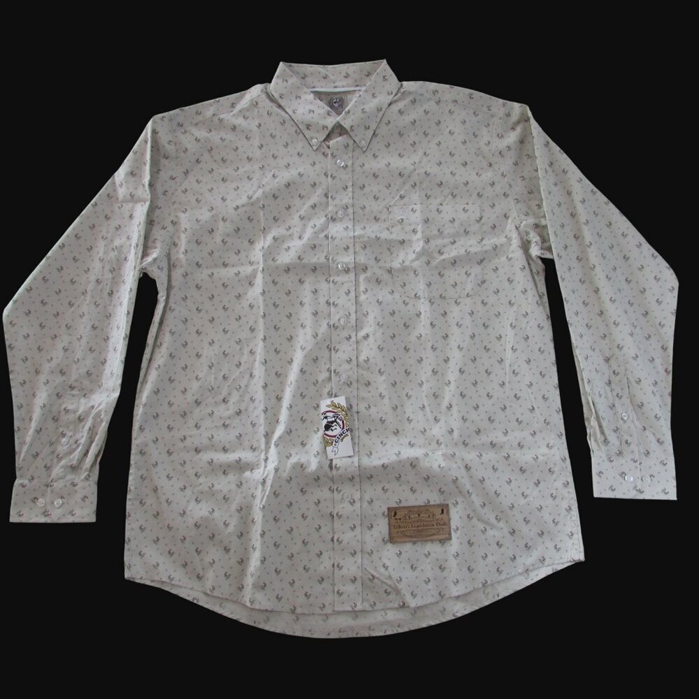 Cinch Men's LG Long Sleeve Chicken Rooster Print Button Shirt Grey